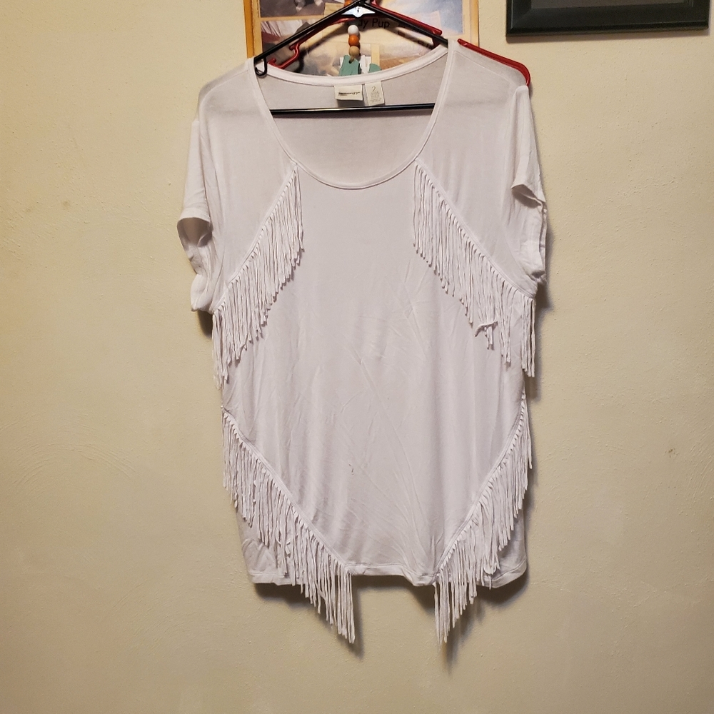 WHITE FRINGE BLOUSE